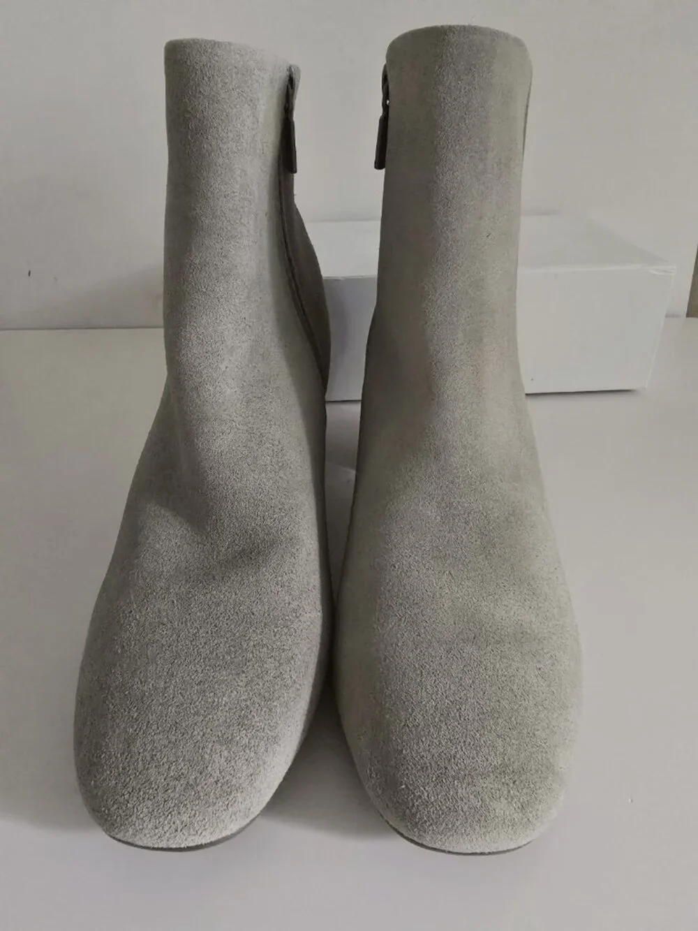 Blondo Alida Grey Suede Waterproof Leather Ankle Boots Heeled Booties 8 Shoes